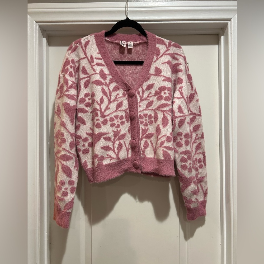 Floral Pink Cardigan Sweater - Picture 13 of 13